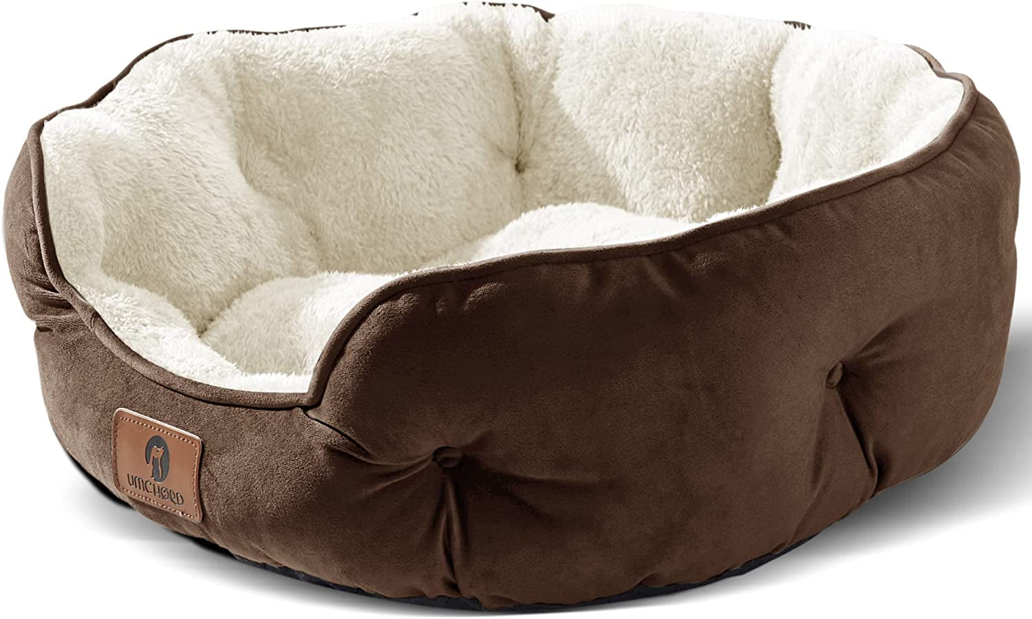 Bed for Dogs, Extra Soft & Machine Washable with Anti-Slip & Water-Resistant Oxford Bottom, Brown, 20 Inches 