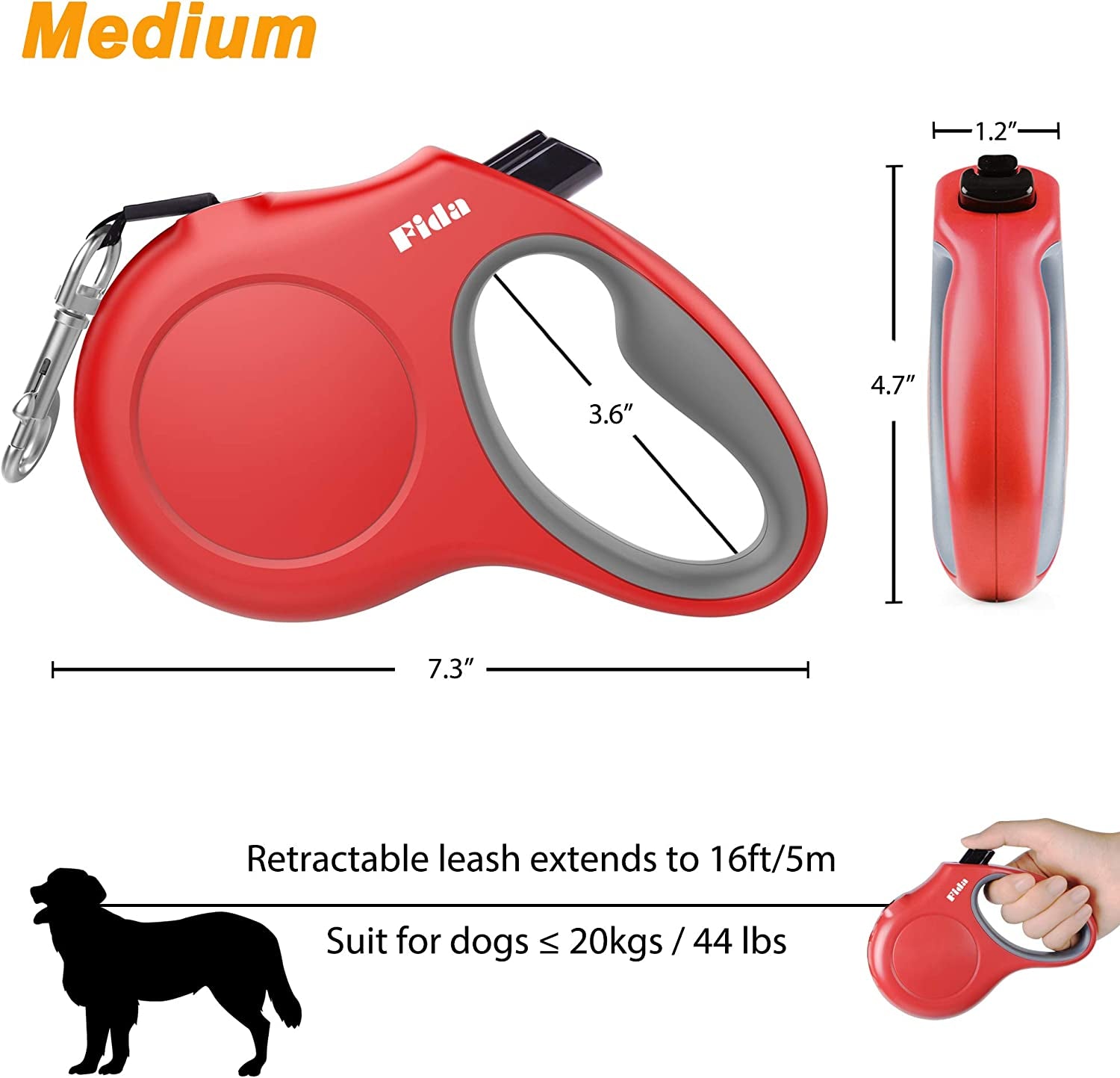 Retractable Dog Leash with Dispenser and Poop Bags,Tangle Free